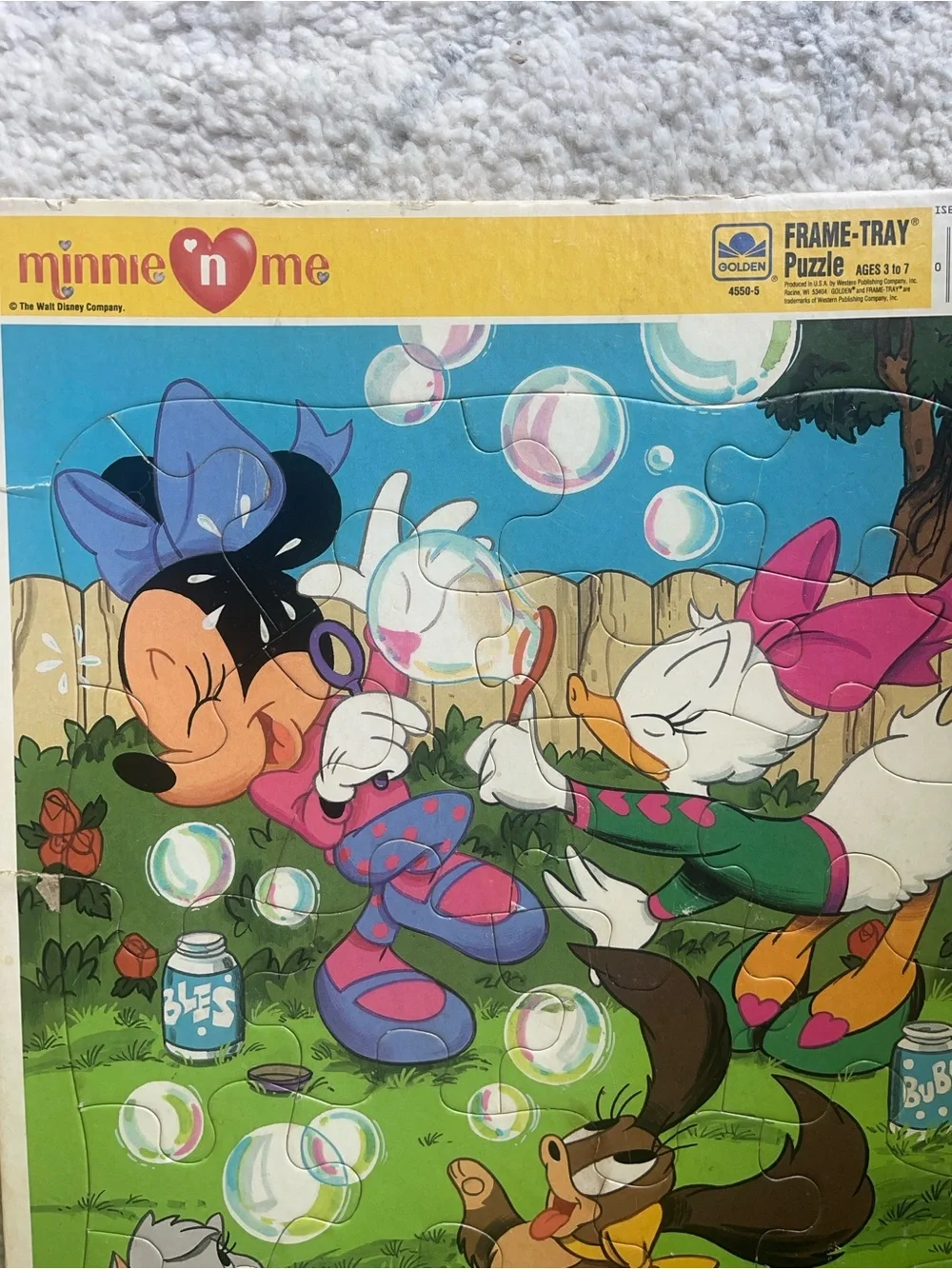 1988 Minnie Mouse and Sesame Street Kids Puzzle Set - Colorful Character Play